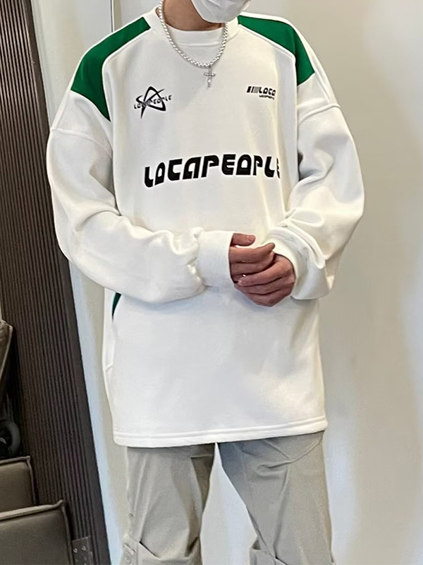 Men's Street Letter Print Splice Sweatshirt-1