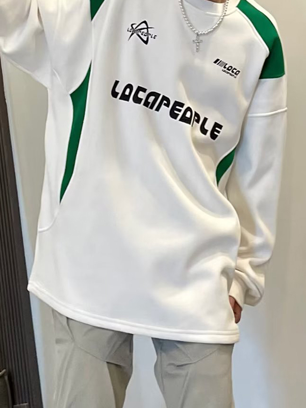 Men's Street Letter Print Splice Sweatshirt-3