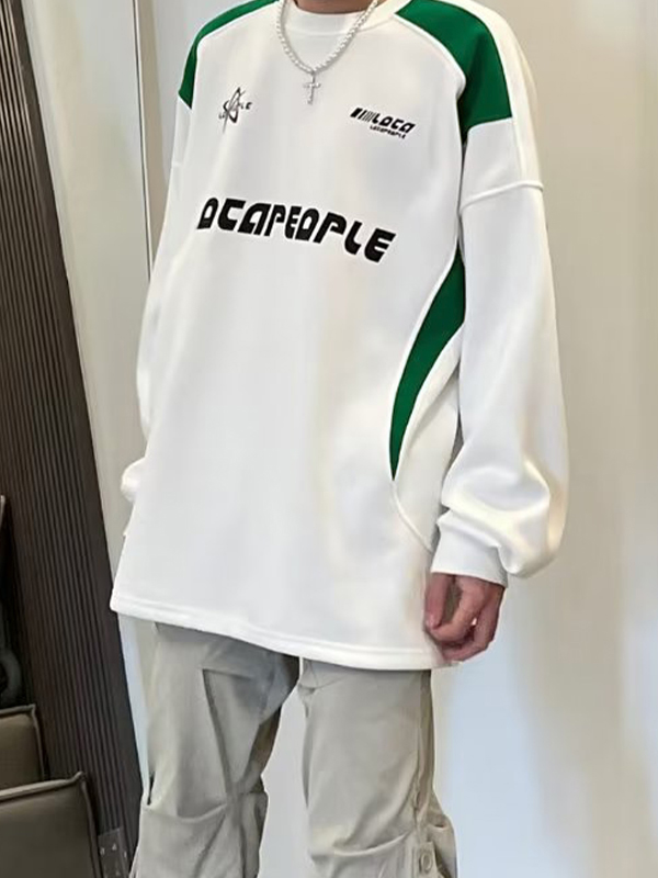 Men's Street Letter Print Splice Sweatshirt-2