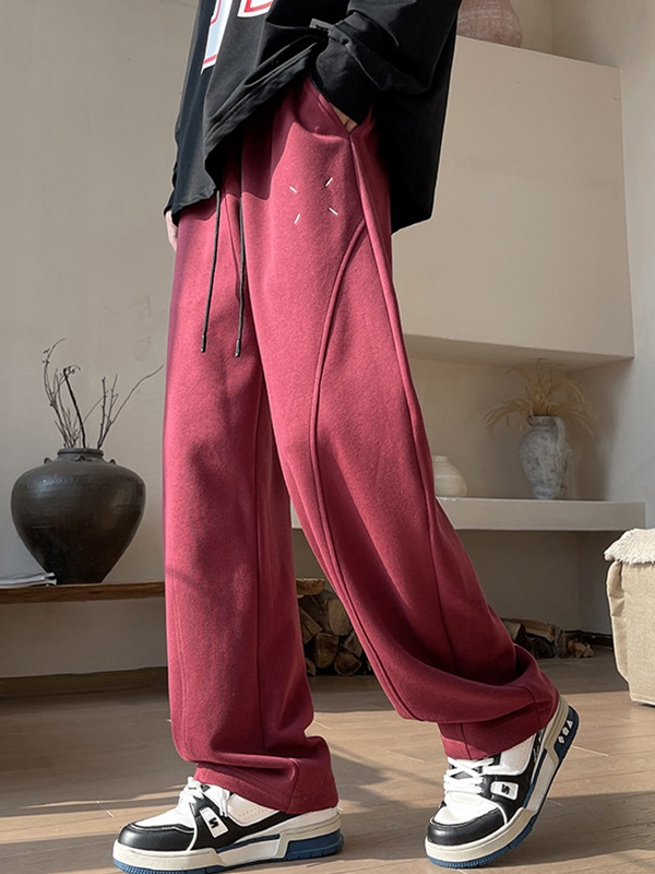 Men's Solid Drawstring Silhouette Sweatpants-2