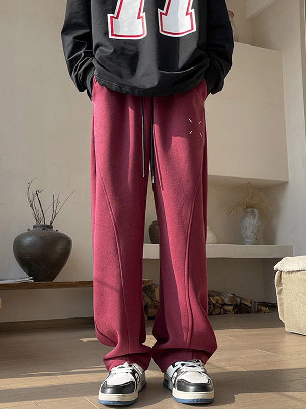 Men's Solid Drawstring Silhouette Sweatpants-1