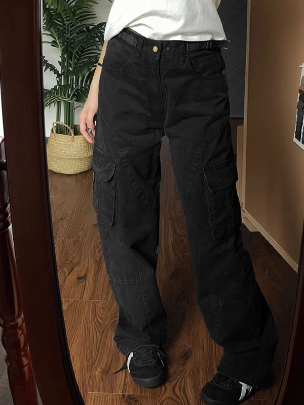 Vintage Multi Pocket Splice Cargo Jeans-3