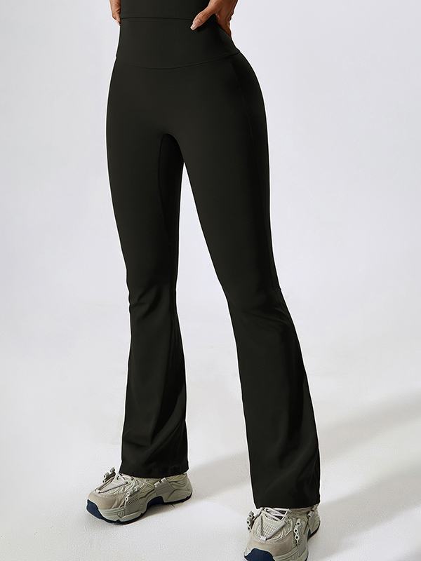 Sporty Solid Quick Dry Cami Top&Flared Pants Set-3