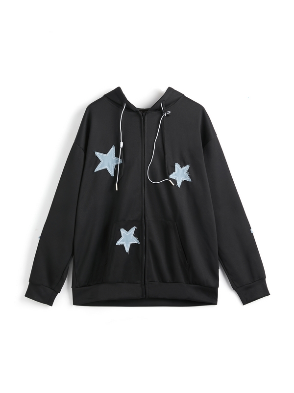 Men's Star Patch Zip Up Hoodie-7