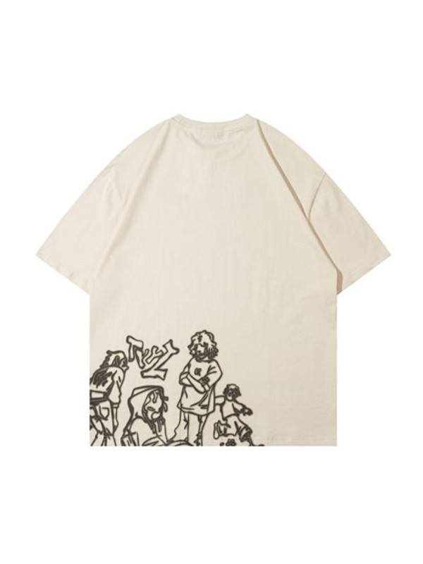 Street Character Graffiti Print Oversized Short Sleeve Tee-1