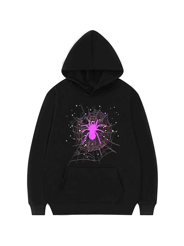 Contrast Color Spider Print Oversized Hoodie-1