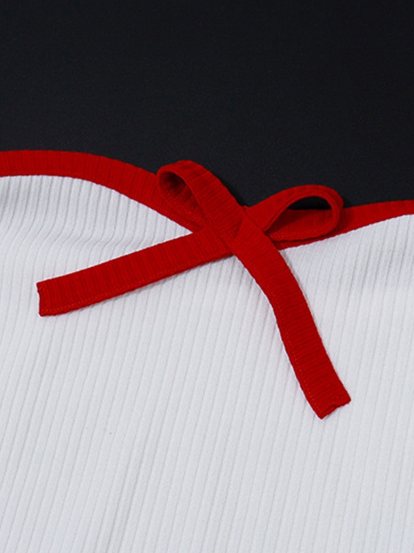 Contrast Trim Bow Cropped Bandeau Top-4