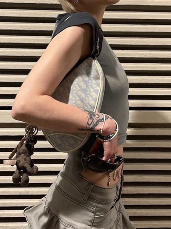 Vintage Lip Print Ragla Short Sleeve Tee-1