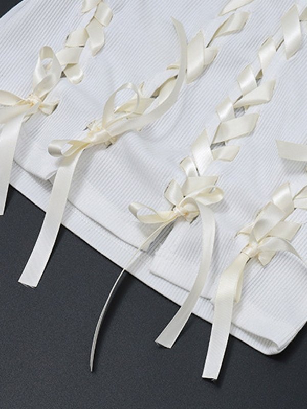 Lace Up Ribbed Cropped Tank Top-6