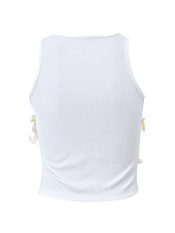 Lace Up Ribbed Cropped Tank Top-4