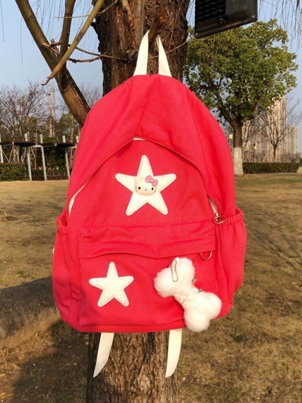 Fuzzy Bone Star Embellish Backpack-4