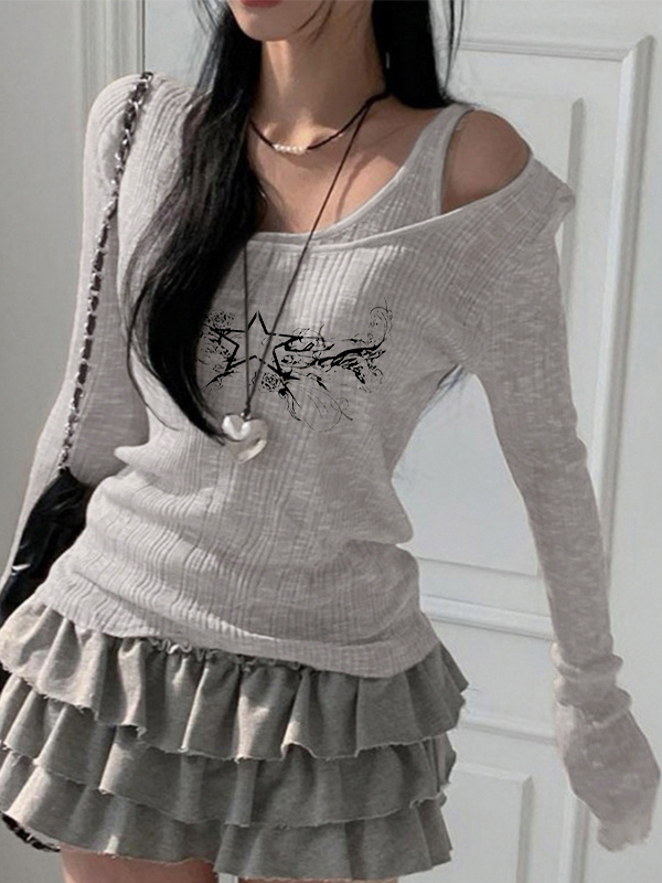 Vintage Star Print Two Piece Long Sleeve Knit-2