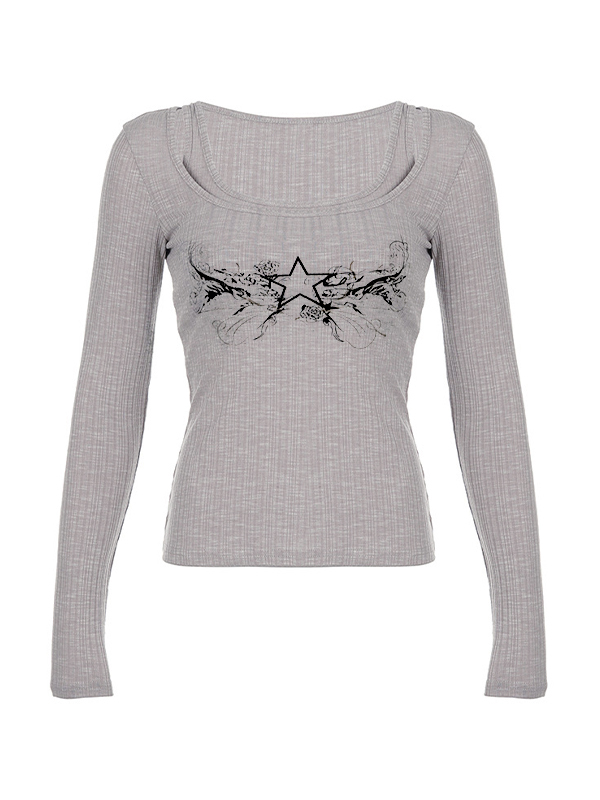 Vintage Star Print Two Piece Long Sleeve Knit-4