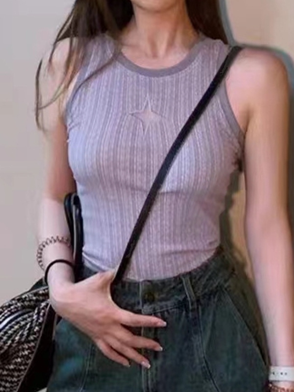 See Through Star Embroidery Tank Top-3