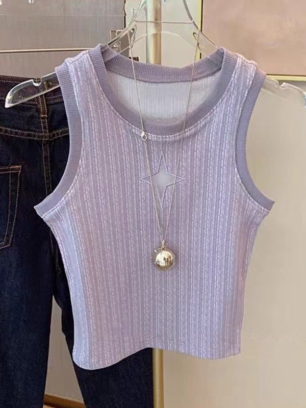 See Through Star Embroidery Tank Top-7